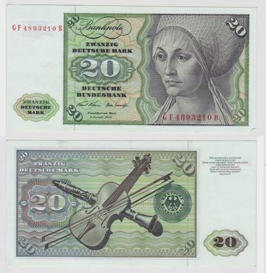 T147650 Banknote 20 DM Deutsche Mark Ro. 271b Schein 2. Jan. 1970 KN GF 4893210 B