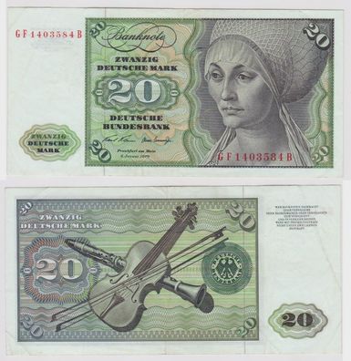 T118398 Banknote 20 DM Deutsche Mark Ro. 271b Schein 2. Jan. 1970 KN GF 1403584 B