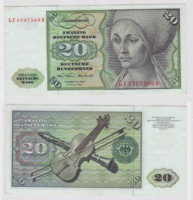 T147653 Banknote 20 DM Deutsche Mark Ro. 271b Schein 2. Jan. 1970 KN GF 5707509 B