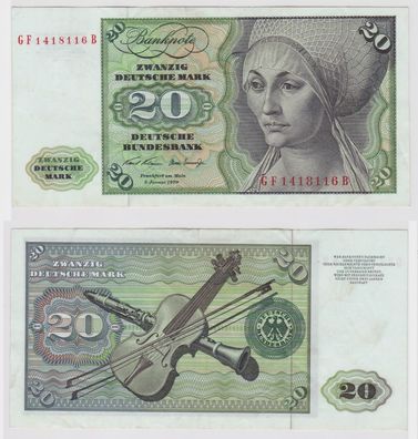 T147770 Banknote 20 DM Deutsche Mark Ro. 271b Schein 2. Jan. 1970 KN GF 1418116 B