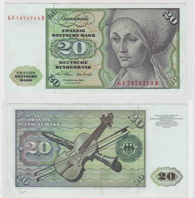 T147608 Banknote 20 DM Deutsche Mark Ro. 271b Schein 2. Jan. 1970 KN GF 7478713 B