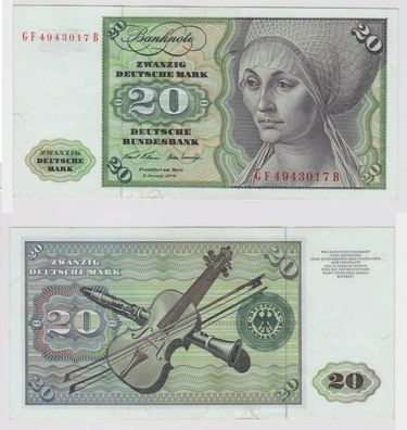 T147836 Banknote 20 DM Deutsche Mark Ro. 271b Schein 2. Jan. 1970 KN GF 4943017 B