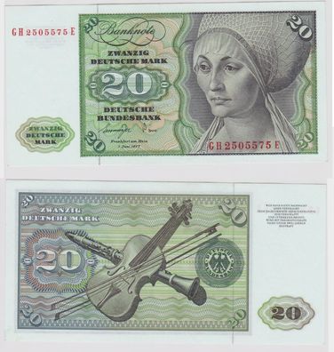 T147534 Banknote 20 DM Deutsche Mark Ro. 276a Schein 1. Juni 1977 KN GH 2505575 E