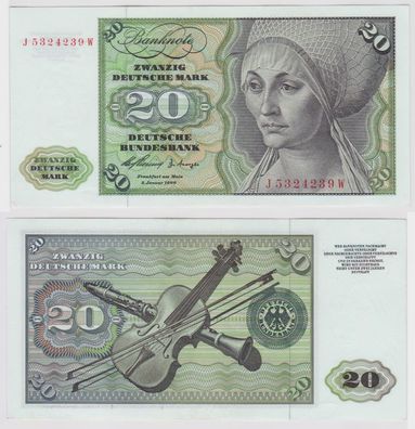 T147464 Banknote 20 DM Deutsche Mark Ro. 264c Schein 2. Jan. 1960 KN J 5324239 W