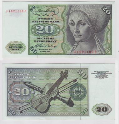 T147386 Banknote 20 DM Deutsche Mark Ro. 264c Schein 2. Jan. 1960 KN J 1921199 P
