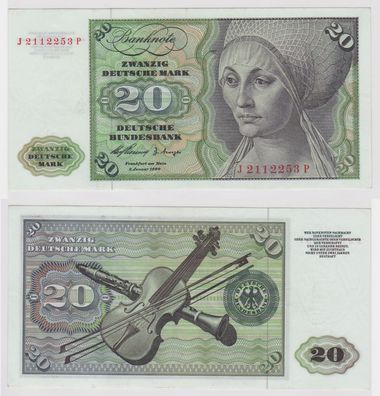 T146894 Banknote 20 DM Deutsche Mark Ro. 264c Schein 2. Jan. 1960 KN J 2112253 P