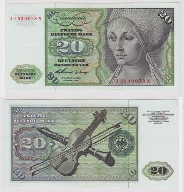 T146845 Banknote 20 DM Deutsche Mark Ro. 264c Schein 2. Jan. 1960 KN J 5830078 N