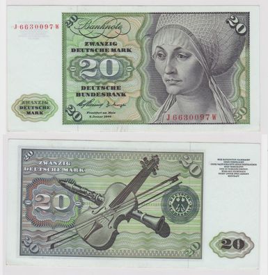 T140073 Banknote 20 DM Deutsche Mark Ro. 264c Schein 2. Jan. 1960 KN J 6630097 W