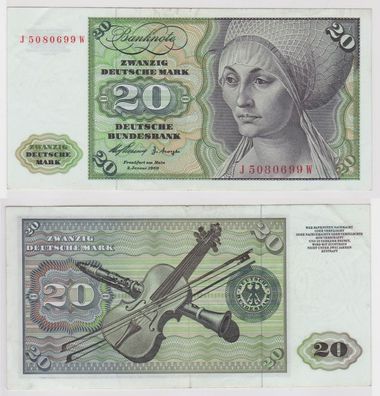 T146964 Banknote 20 DM Deutsche Mark Ro. 264c Schein 2. Jan. 1960 KN J 5080699 W
