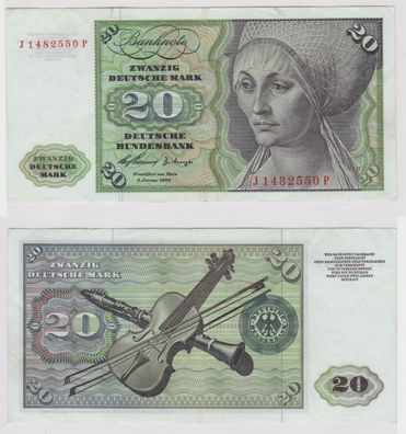 T146908 Banknote 20 DM Deutsche Mark Ro. 264c Schein 2. Jan. 1960 KN J 1482550 P