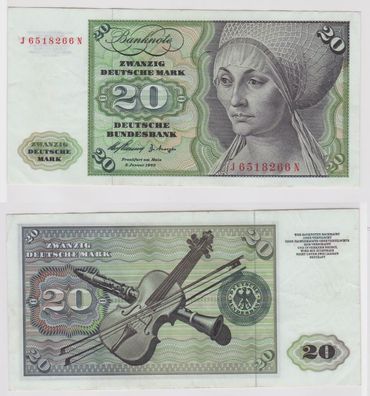 T147208 Banknote 20 DM Deutsche Mark Ro. 264c Schein 2. Jan. 1960 KN J 6518266 N