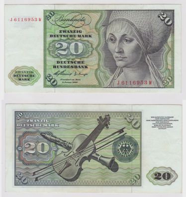 T147557 Banknote 20 DM Deutsche Mark Ro. 264c Schein 2. Jan. 1960 KN J 6116953 W