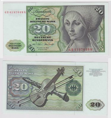 T147916 Banknote 20 DM Deutsche Mark Ro. 271a Schein 2. Jan. 1970 KN GB 4187048 K