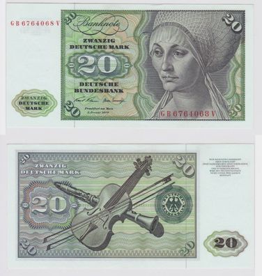 T148000 Banknote 20 DM Deutsche Mark Ro. 271a Schein 2. Jan. 1970 KN GB 6764068 V