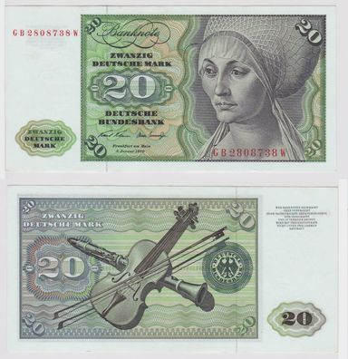 T147981 Banknote 20 DM Deutsche Mark Ro. 271a Schein 2. Jan. 1970 KN GB 2808738 W