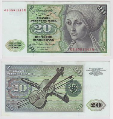 T148265 Banknote 20 DM Deutsche Mark Ro. 271a Schein 2. Jan. 1970 KN GB 3591343 W