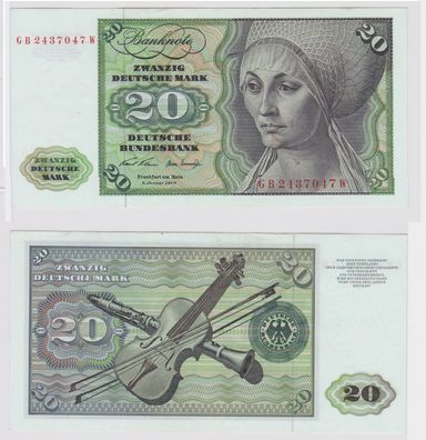 T147805 Banknote 20 DM Deutsche Mark Ro. 271a Schein 2. Jan. 1970 KN GB 2437047 W