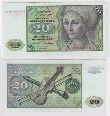 T147852 Banknote 20 DM Deutsche Mark Ro. 271a Schein 2. Jan. 1970 KN GB 2138415 Q
