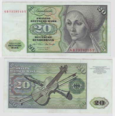 T119754 Banknote 20 DM Deutsche Mark Ro. 271a Schein 2. Jan. 1970 KN GB 7379715 Y