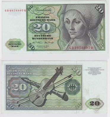 T147948 Banknote 20 DM Deutsche Mark Ro. 271a Schein 2. Jan. 1970 KN GB 9878897 Q