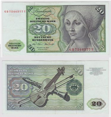 T147997 Banknote 20 DM Deutsche Mark Ro. 271a Schein 2. Jan. 1970 KN GB 7246577 Y