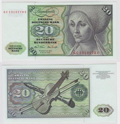 T143385 Banknote 20 DM Deutsche Mark Ro. 271a Schein 2. Jan. 1970 KN GC 1312173 E