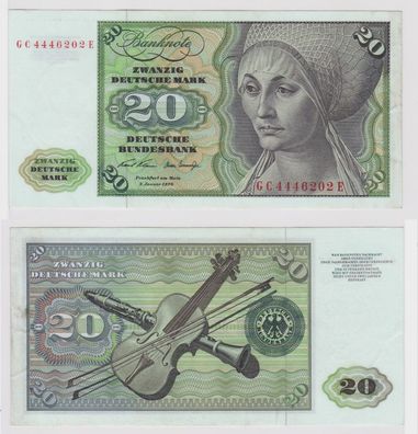 T147537 Banknote 20 DM Deutsche Mark Ro. 271a Schein 2. Jan. 1970 KN GC 4446202 E