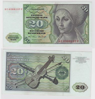 T114015 Banknote 20 DM Deutsche Mark Ro. 271a Schein 2. Jan. 1970 KN GC 0309137 F