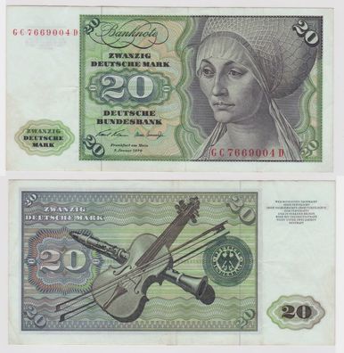 T117692 Banknote 20 DM Deutsche Mark Ro. 271a Schein 2. Jan. 1970 KN GC 7669004 D