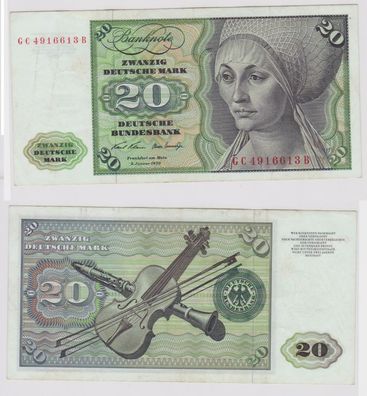 T148118 Banknote 20 DM Deutsche Mark Ro. 271a Schein 2. Jan. 1970 KN GC 4916613 B