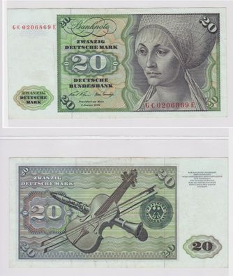 T147918 Banknote 20 DM Deutsche Mark Ro. 271a Schein 2. Jan. 1970 KN GC 0206869 E