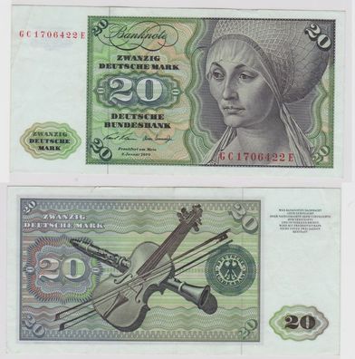 T147698 Banknote 20 DM Deutsche Mark Ro. 271a Schein 2. Jan. 1970 KN GC 1706422 E
