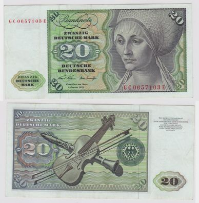 T147634 Banknote 20 DM Deutsche Mark Ro. 271a Schein 2. Jan. 1970 KN GC 0657103 E
