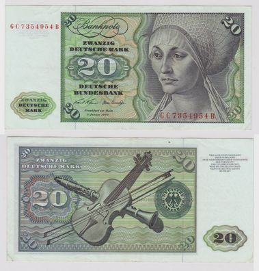 T148575 Banknote 20 DM Deutsche Mark Ro. 271a Schein 2. Jan. 1970 KN GC 7354954 B