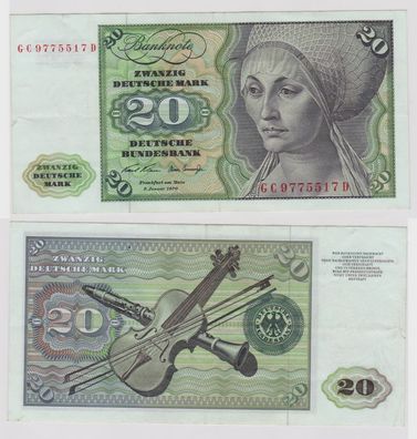 T148717 Banknote 20 DM Deutsche Mark Ro. 271a Schein 2. Jan. 1970 KN GC 9775517 D