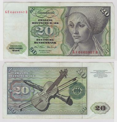 T148406 Banknote 20 DM Deutsche Mark Ro. 271b Schein 2. Jan. 1970 KN GF 6468987 B