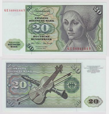 T147681 Banknote 20 DM Deutsche Mark Ro. 271b Schein 2. Jan. 1970 KN GE 5494184 V
