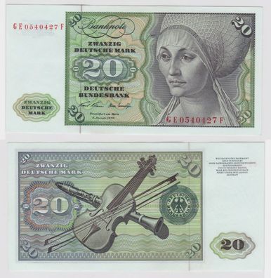 T139876 Banknote 20 DM Deutsche Mark Ro. 271b Schein 2. Jan. 1970 KN GE 0540427 F