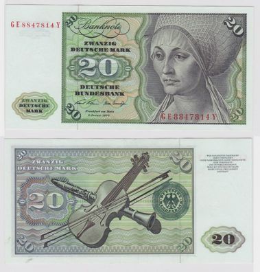 T139246 Banknote 20 DM Deutsche Mark Ro. 271b Schein 2. Jan. 1970 KN GE 8847814 Y