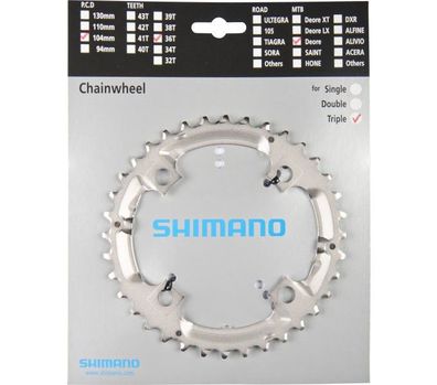 Shimano Kettenblatt Deore FC-M532 36 Zähne silber 4Loch LK104mm Y1J898080