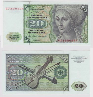 T148313 Banknote 20 DM Deutsche Mark Ro. 271b Schein 2. Jan. 1970 KN GE 4939868 V