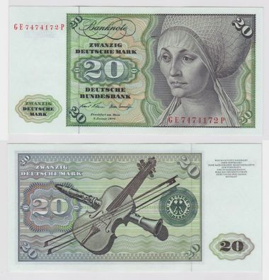 T147613 Banknote 20 DM Deutsche Mark Ro. 271b Schein 2. Jan. 1970 KN GE 7474172 P