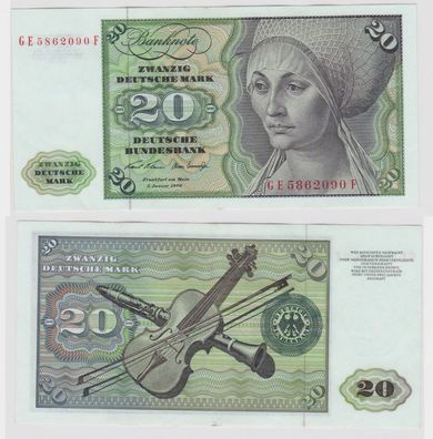 T117625 Banknote 20 DM Deutsche Mark Ro. 271b Schein 2. Jan. 1970 KN GE 5862090 F