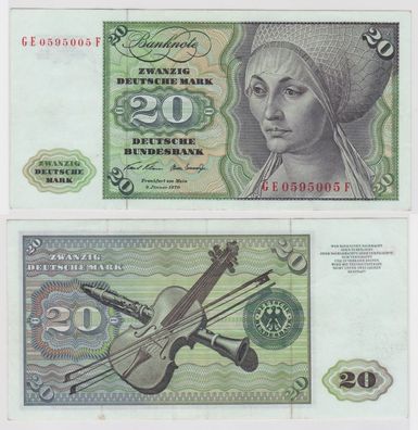 T131370 Banknote 20 DM Deutsche Mark Ro. 271b Schein 2. Jan. 1970 KN GE 0595005 F