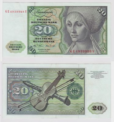 T147840 Banknote 20 DM Deutsche Mark Ro. 271b Schein 2. Jan. 1970 KN GE 4939998 V