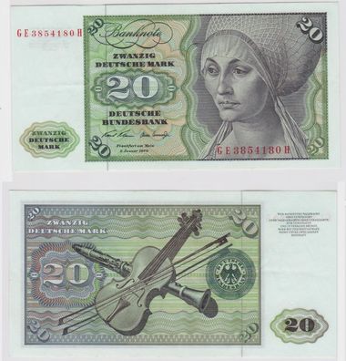 T147794 Banknote 20 DM Deutsche Mark Ro. 271b Schein 2. Jan. 1970 KN GE 3854180 H