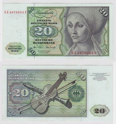 T147824 Banknote 20 DM Deutsche Mark Ro. 271b Schein 2. Jan. 1970 KN GE 4979285 V