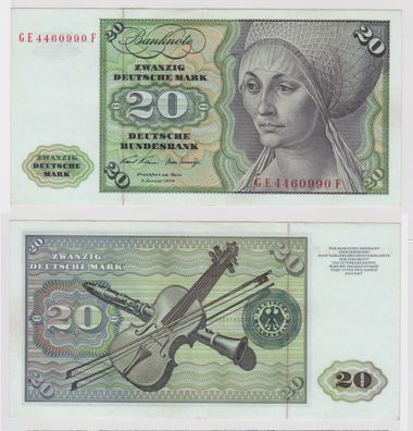 T147812 Banknote 20 DM Deutsche Mark Ro. 271b Schein 2. Jan. 1970 KN GE 4460990 F
