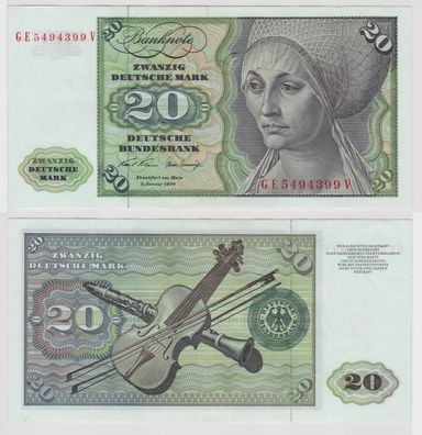T147632 Banknote 20 DM Deutsche Mark Ro. 271b Schein 2. Jan. 1970 KN GE 5494399 V