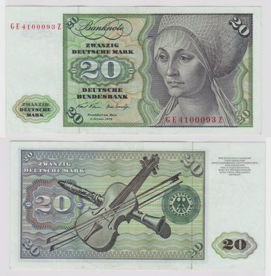T148444 Banknote 20 DM Deutsche Mark Ro. 271b Schein 2. Jan. 1970 KN GE 4100093 Z